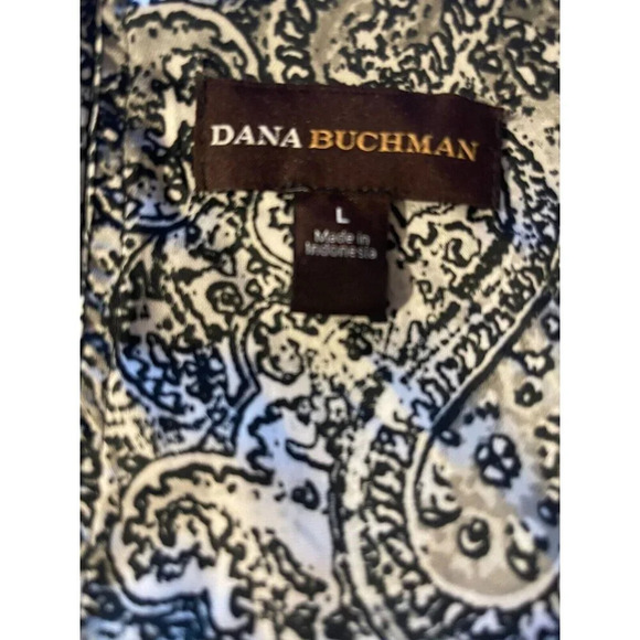 Dana Buchman L Black Paisley Print Scoop Neck Zip Back Detail Sleeveless Blouse - Picture 6 of 6